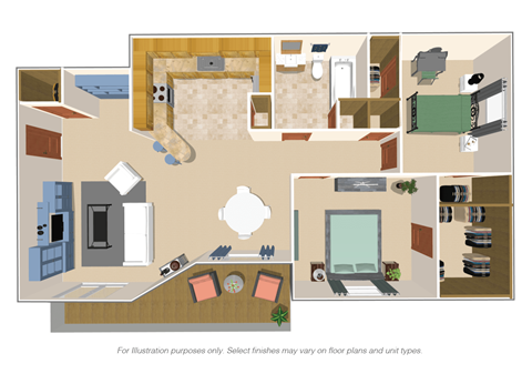 2 Bed Floor Plan at Colonial Village, Crescent Springs, KY, 41017